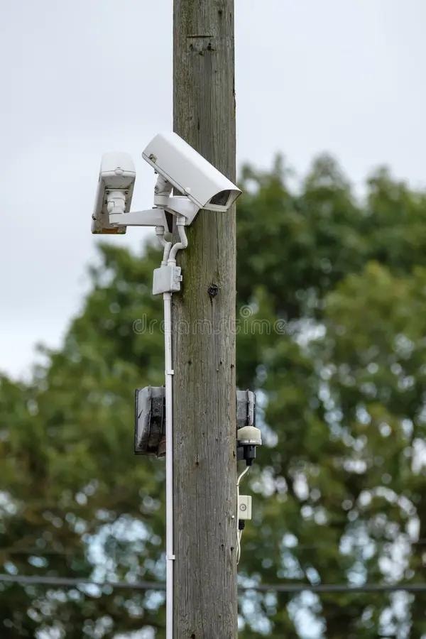 Security cameras mounted on wall